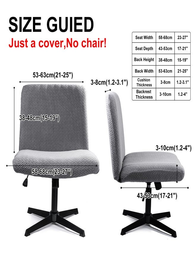 Iauddy Armless Criss Cross Office Desk Chair Cover Slipcover,Accent Mid Back Wide Swivel Task Vanity Slipper Chair Protector Stretch Removable Without Arms for Accent Chair(Grey/Jacquard) - Image 2